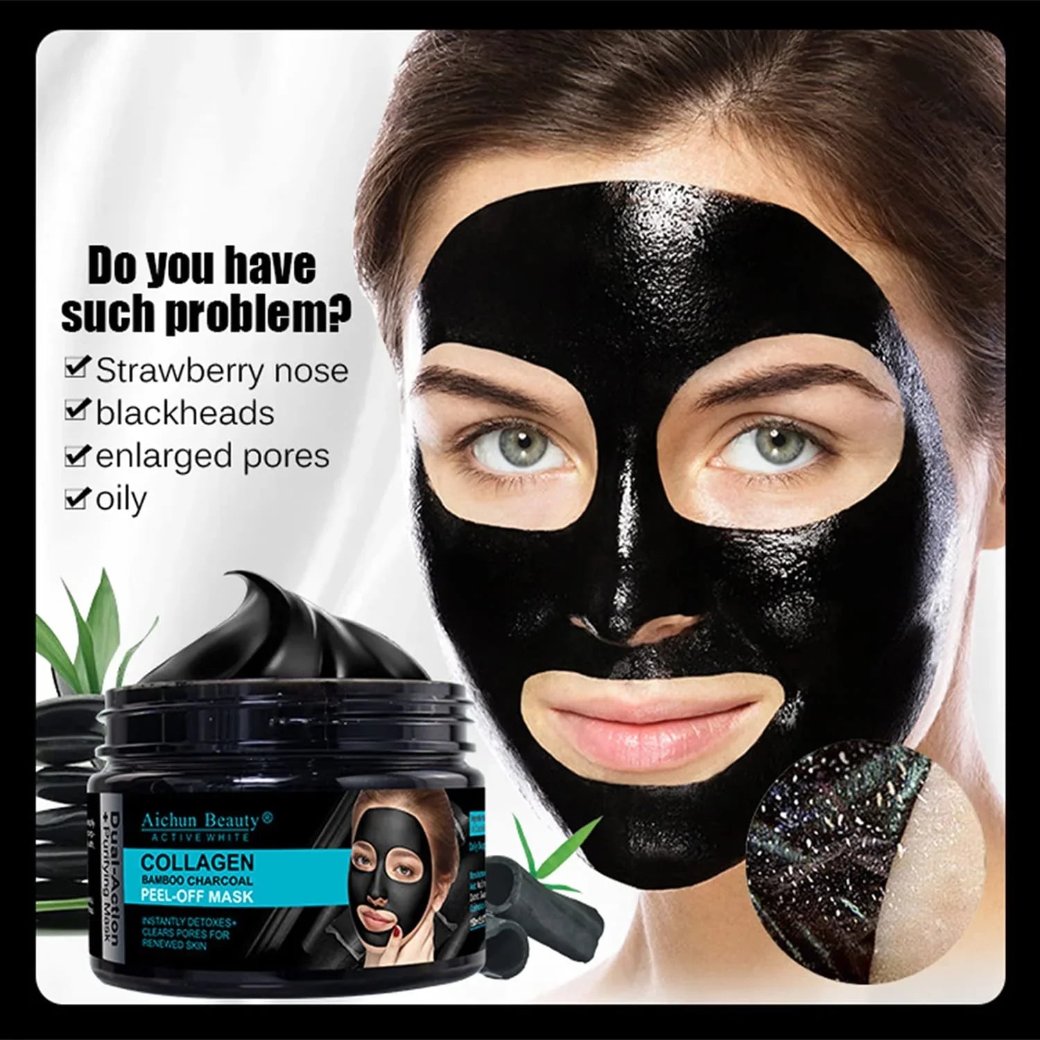 Aichun beauty Collagen Bamboo Charcoal Vegan Peel-Off Facial Mask Aichun Beauty