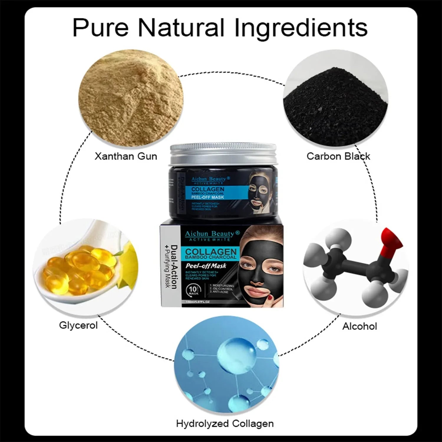 Aichun beauty Collagen Bamboo Charcoal Vegan Peel-Off Facial Mask Aichun Beauty