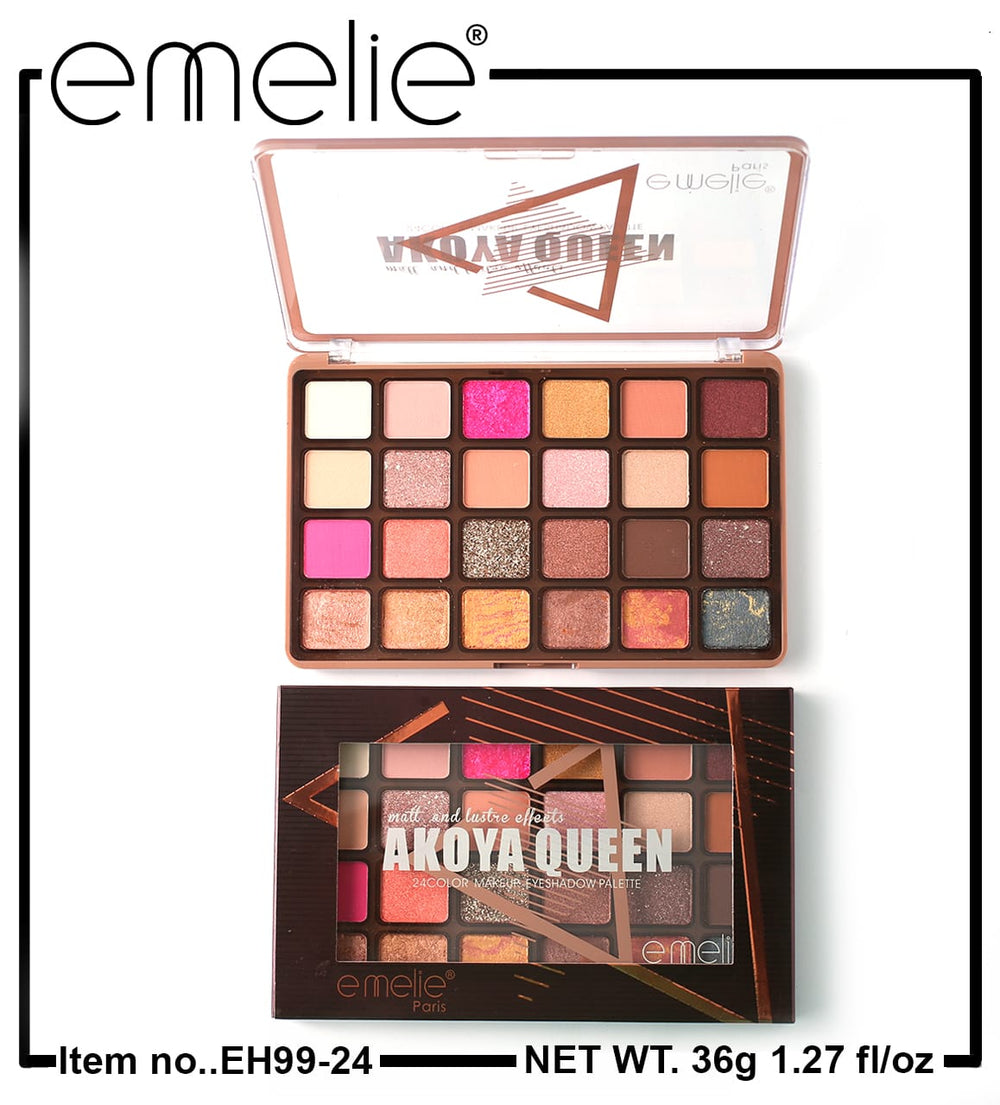 Emelie Paris Akoya Queen 24 Color Eyeshadow Palette Awesome Shades Emelie