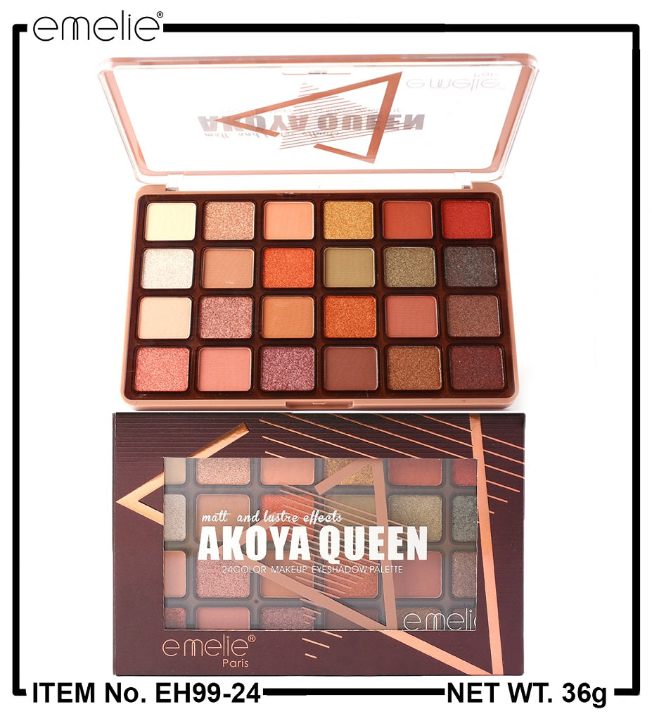 Emelie Paris Akoya Queen 24 Color Eyeshadow Palette Awesome Shades Emelie