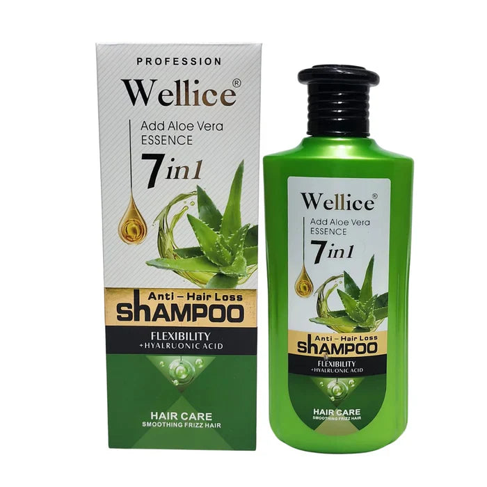 Wellice 7 in 1 Anti - Hair Loss Aloe vera Hyalruonic Acid & Soothing Frizz Shampoo 400g Wellice
