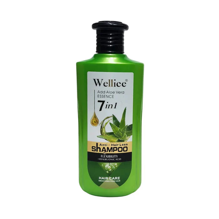 Wellice 7 in 1 Anti - Hair Loss Aloe vera Hyalruonic Acid & Soothing Frizz Shampoo 400g Wellice