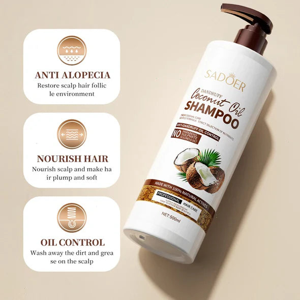 Sadoer Anti Dandruff Coconut Oil Nourishing Smooth Fluffy Shampoo 500ml Sadoer