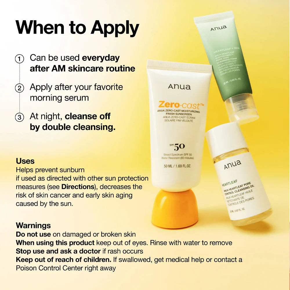 Anua Zero Cast Moisturizing Sunscreen SPF50+ 50ml Anua