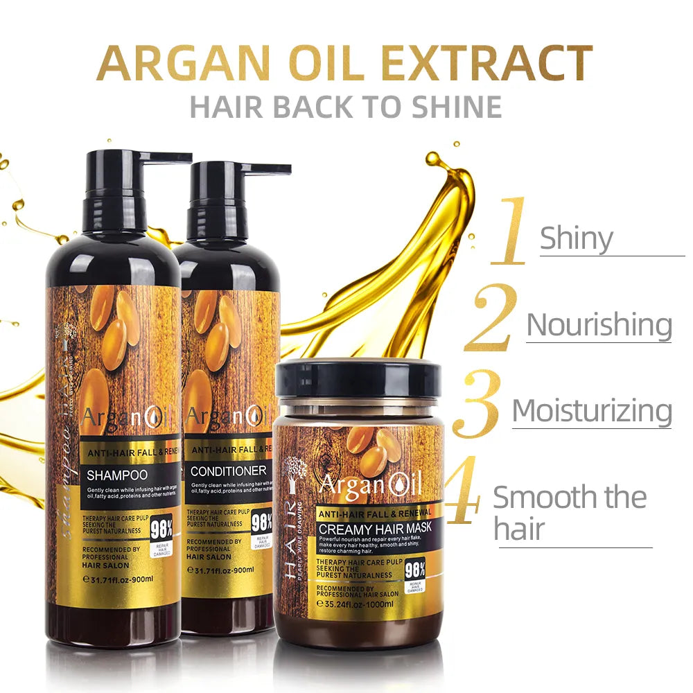 Argan Oil Extract Protein Shampoo Conditioner 900ml & Hair Mask Argan Oil