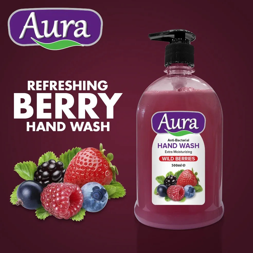Aura Anti-Bacterial Liquid Handwash Wild Berries 500ML Aura