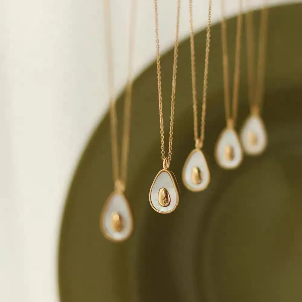 Avocado Pendant Gold Toned Necklace Cosmia
