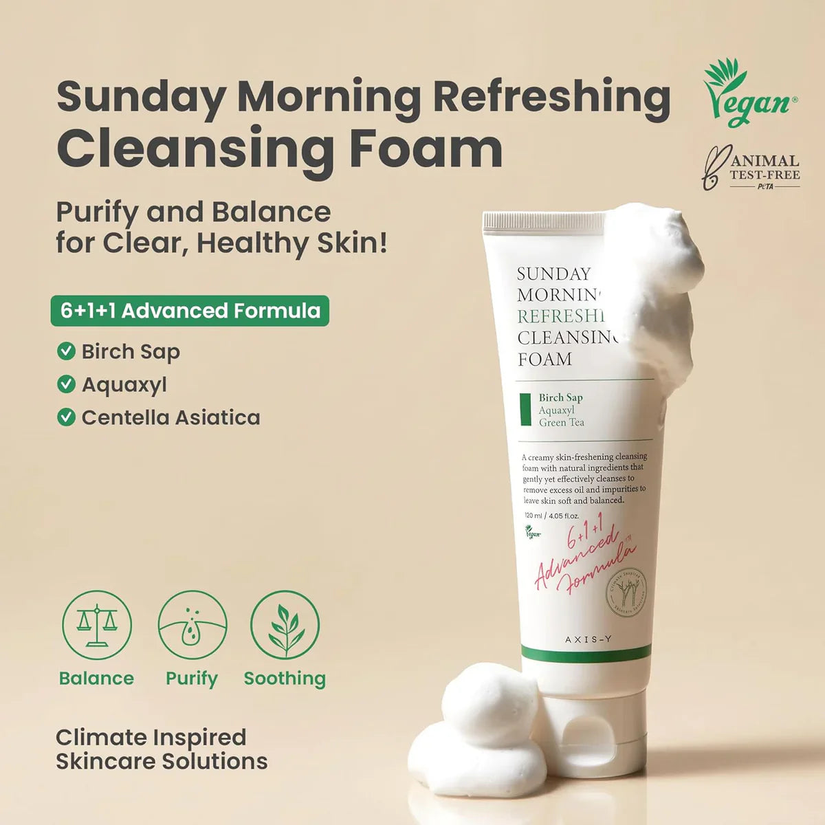 Axis-y Sunday Morning Refreshing Cleansing Foam - 120ml Axis-Y
