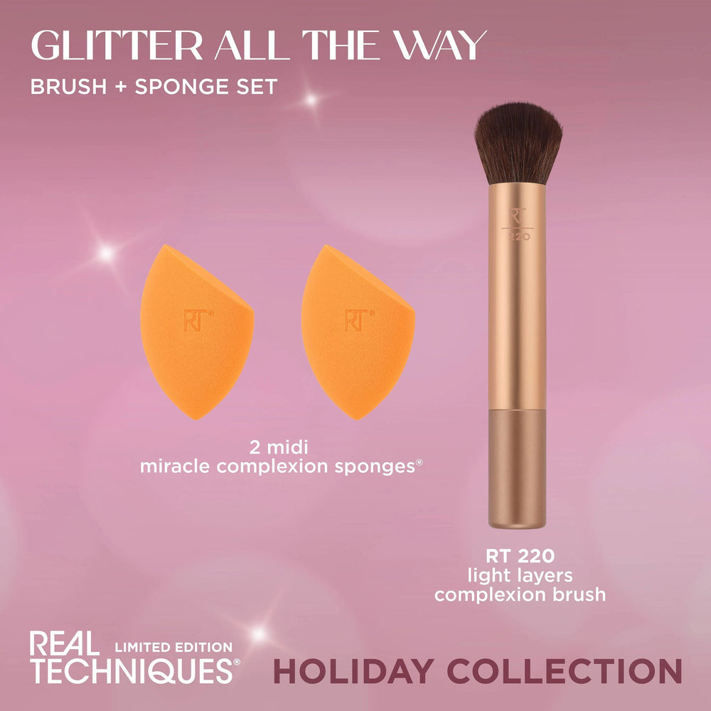 Glitter All The Way Brush + Sponge Set Cosmia