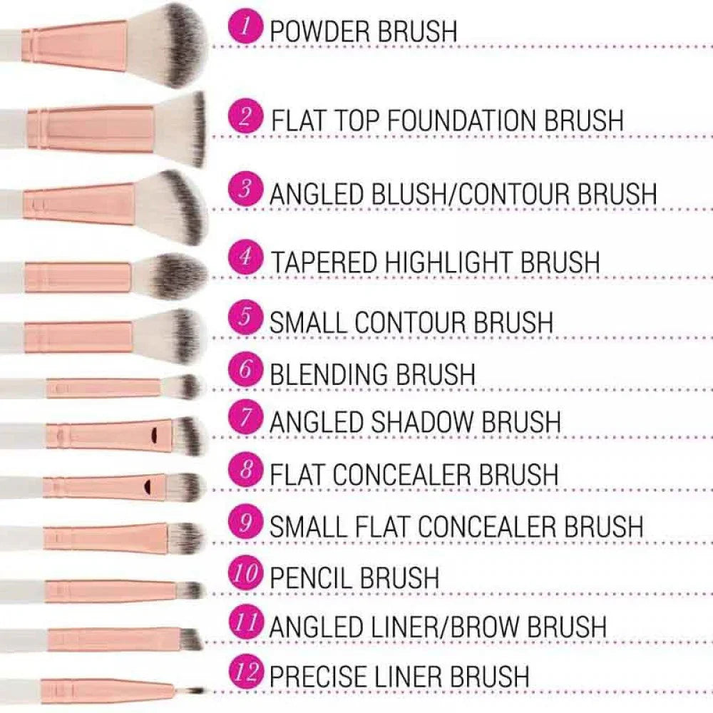12 Pcs BH Cosmetics Rose Romance Brush Set BH Cosmetics