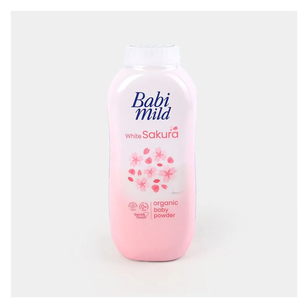 Babi Mild White Sakura Organic Baby Powder, Gentle For Newborn/0+ Babi Mild