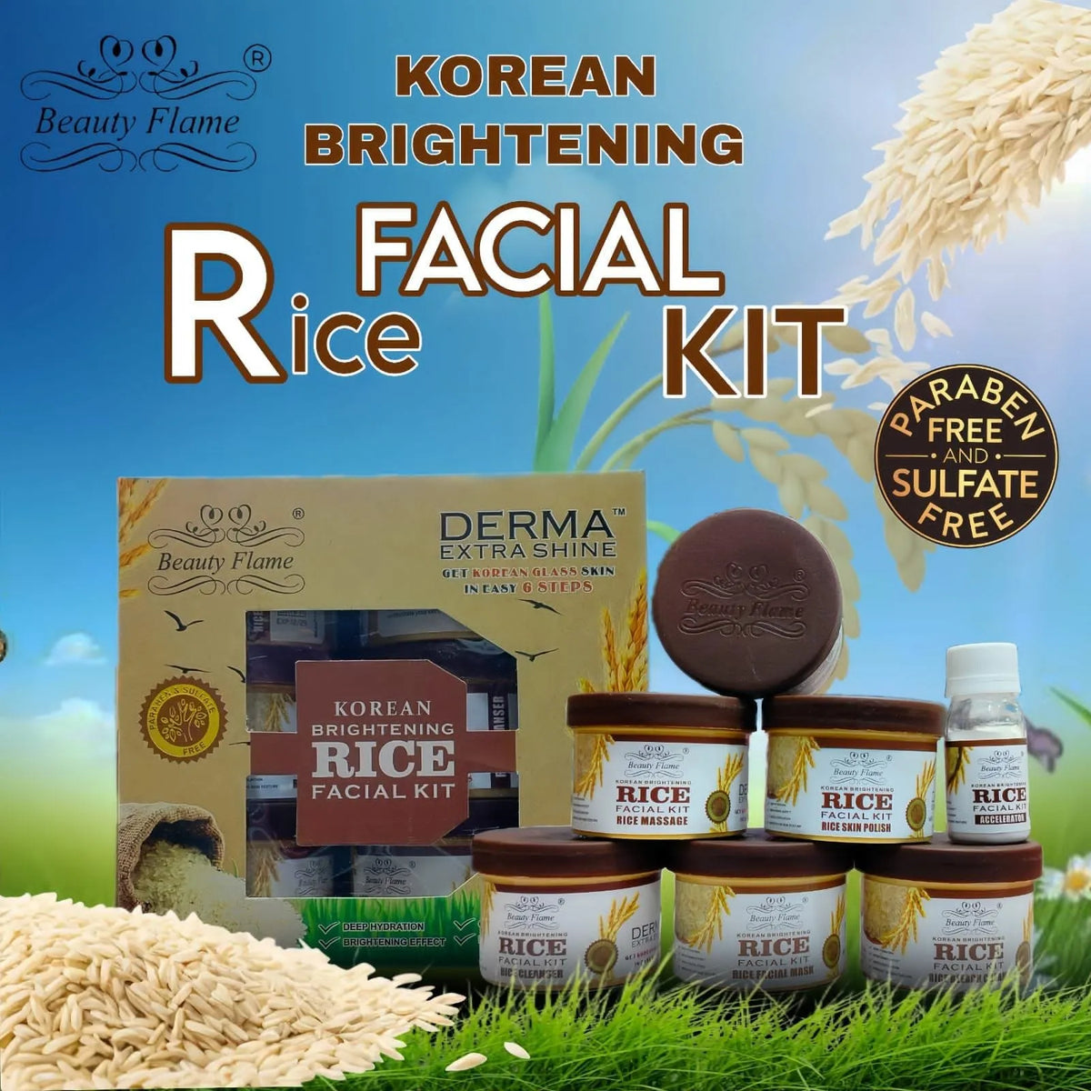 Beauty Flame Korean Rice Facial Kit Beauty Flame