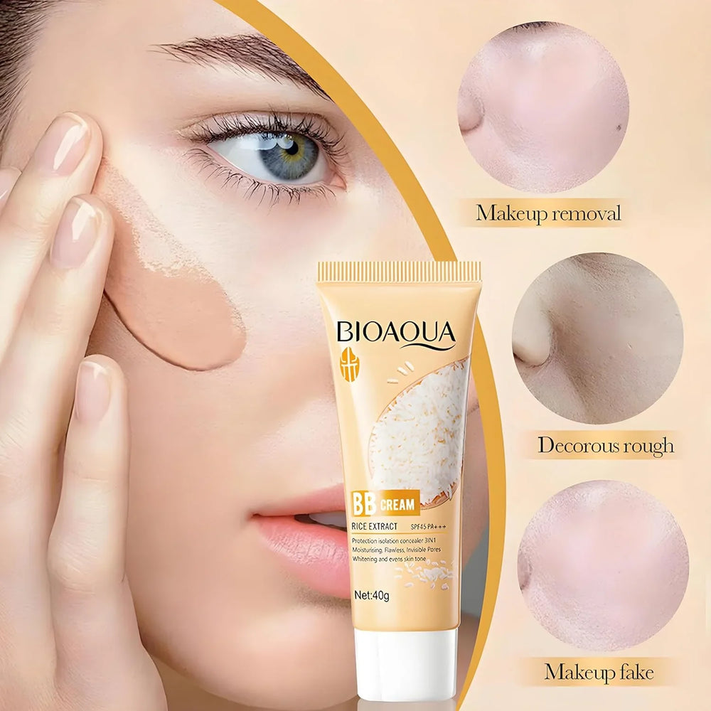 Bioaqua Rice Raw Pulp BB Cream Rice Extract SPF45 Pa+++  -  40g Bioaqua