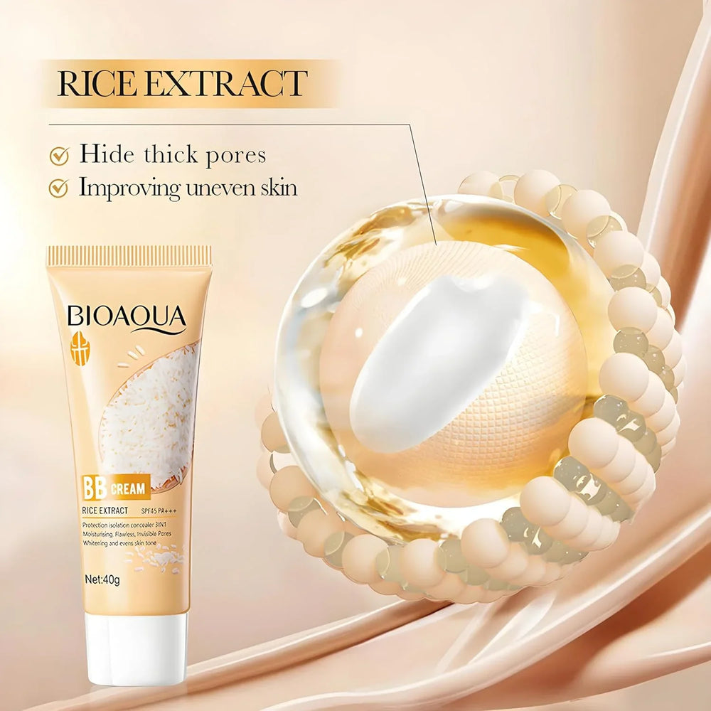 Bioaqua Rice Raw Pulp BB Cream Rice Extract SPF45 Pa+++  -  40g Bioaqua