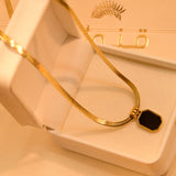 Black Stone Gold Plated Pendant