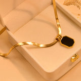 Black Stone Gold Plated Pendant