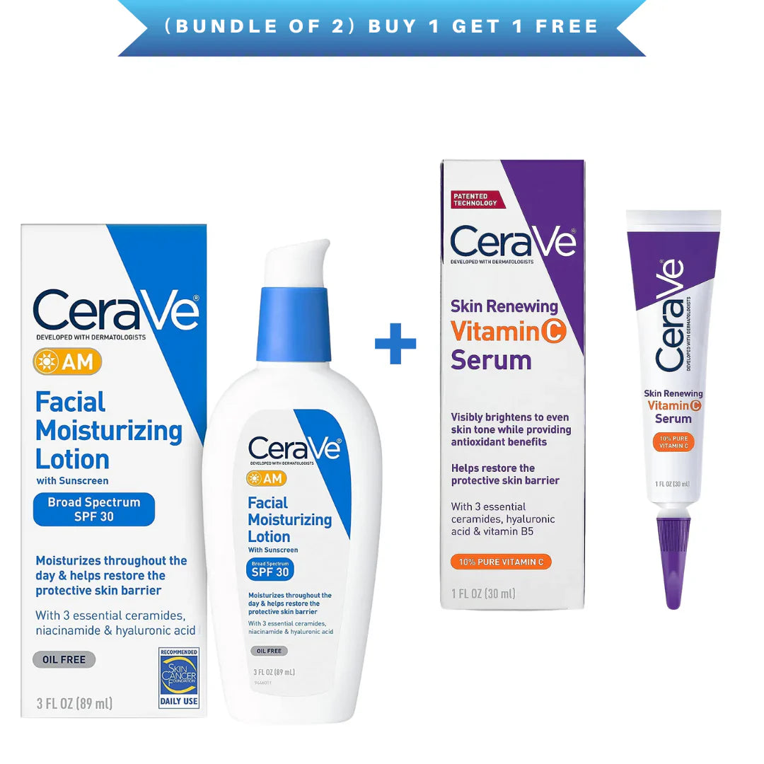Cerave (Bundle of 2) AM Facial Moisturizing Lotion SPF 30 + Serum CeraVe