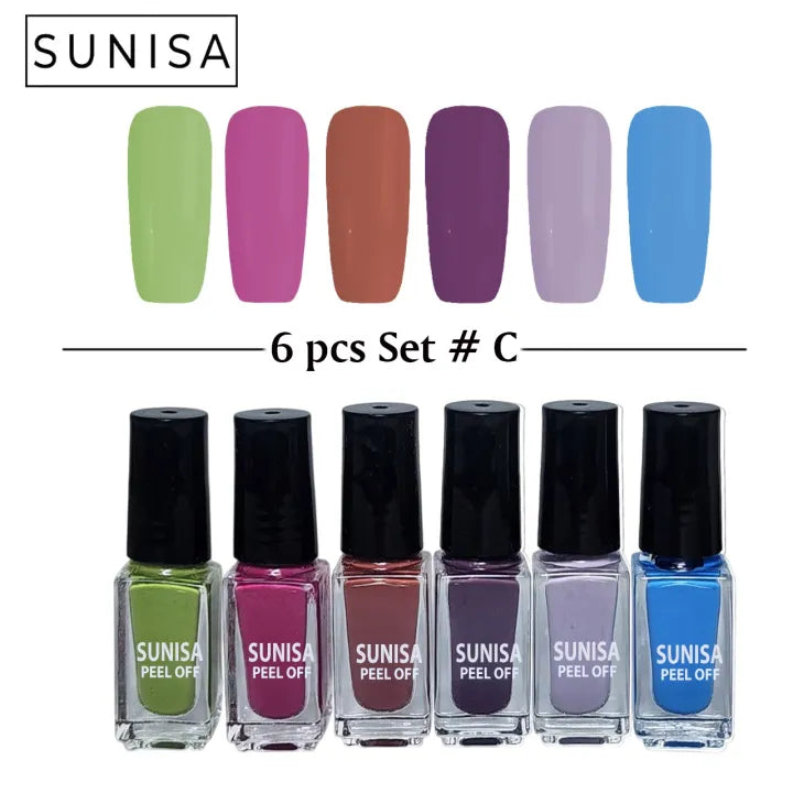New Sunisa 6pcs Set Matte Nail Polish / Peel Off Sunisa