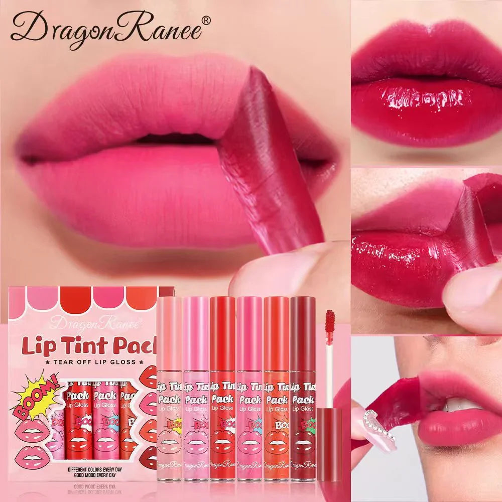 6pcs Dragon Ranee Peel Off Fruity Lip Gloss Dragon Ranee