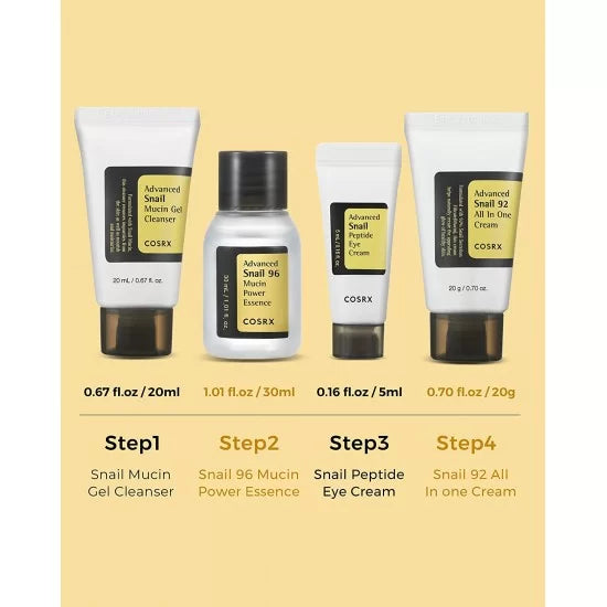COSRX - All About Snail Trial Kit - 4 Pcs Set - Made in Korea COSRX
