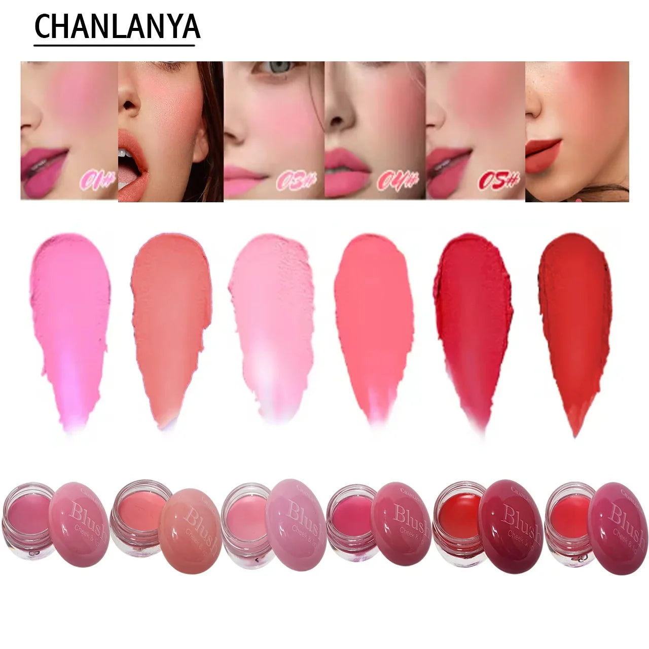 Chanlaya 6 Pcs Cheek & Lip Creamy Blush Chanlanya