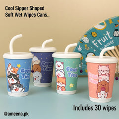 Wet Wipes Sipper Glass – 30 Sheets | Cute & Portable Canister Design Cosmia.pk