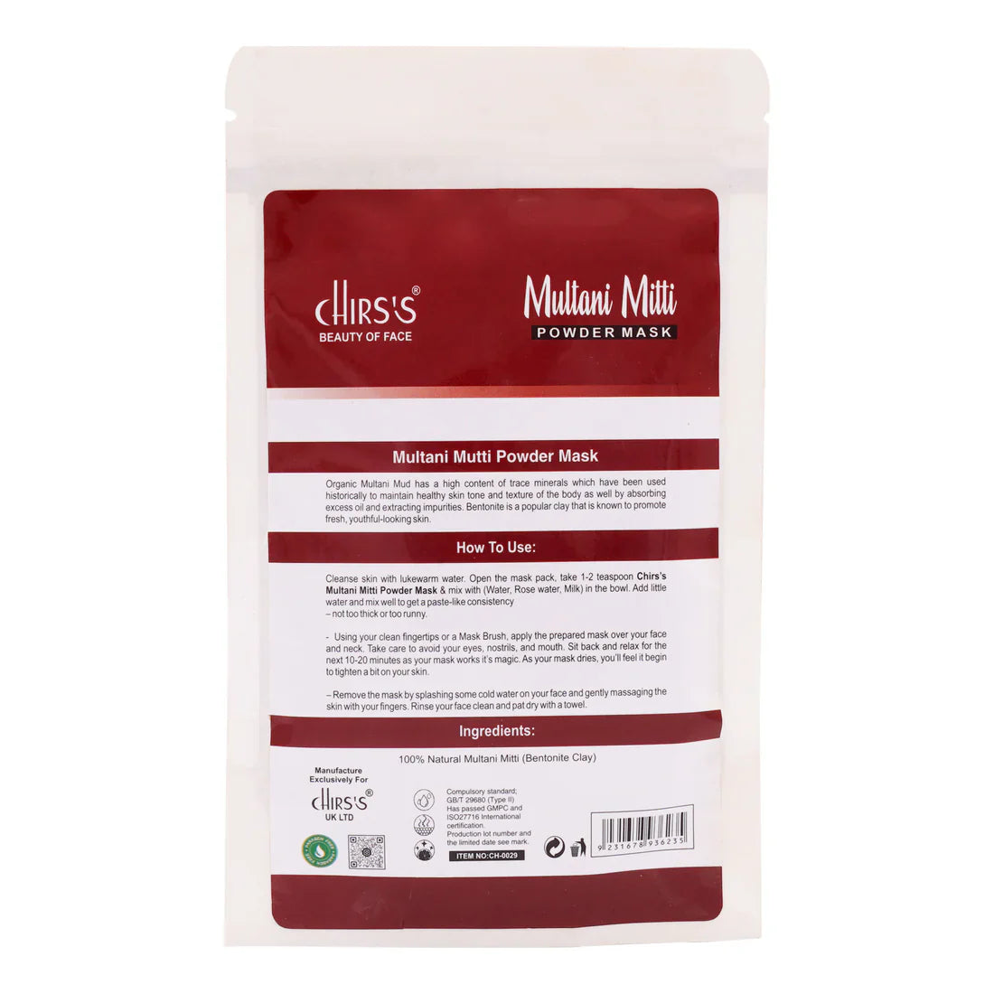 Chirs Multani Mitti Powder Mask - 100g Chirs's