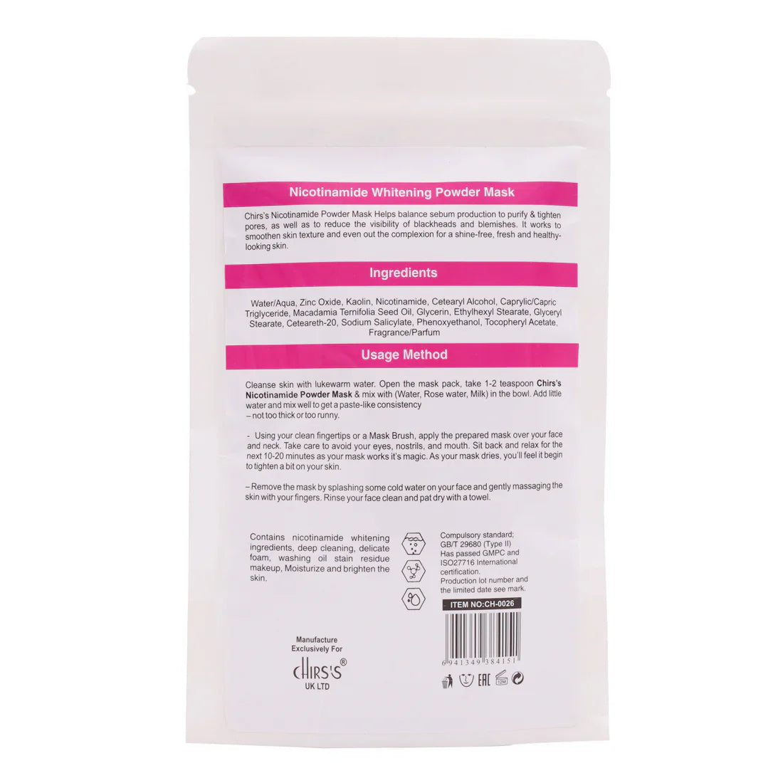 Chirs Nicotinamide Powder Mask - 100g Chirs's