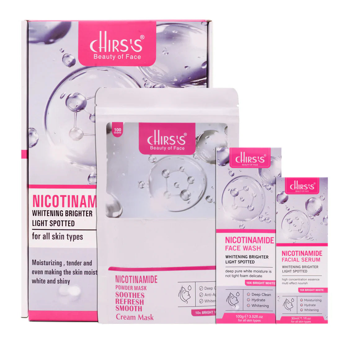 Chirs's Nicotinamide Whitening Brighter 3 In 1 kit For All Skin Types Chirs's