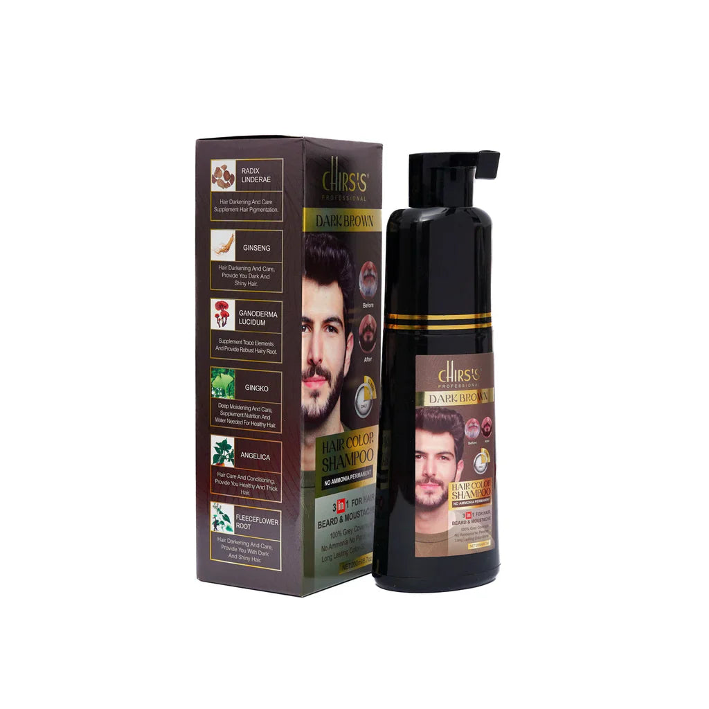 Chirs`s Professional Dark Brown Hair Color Shampoo With Argan Extract Chirs's