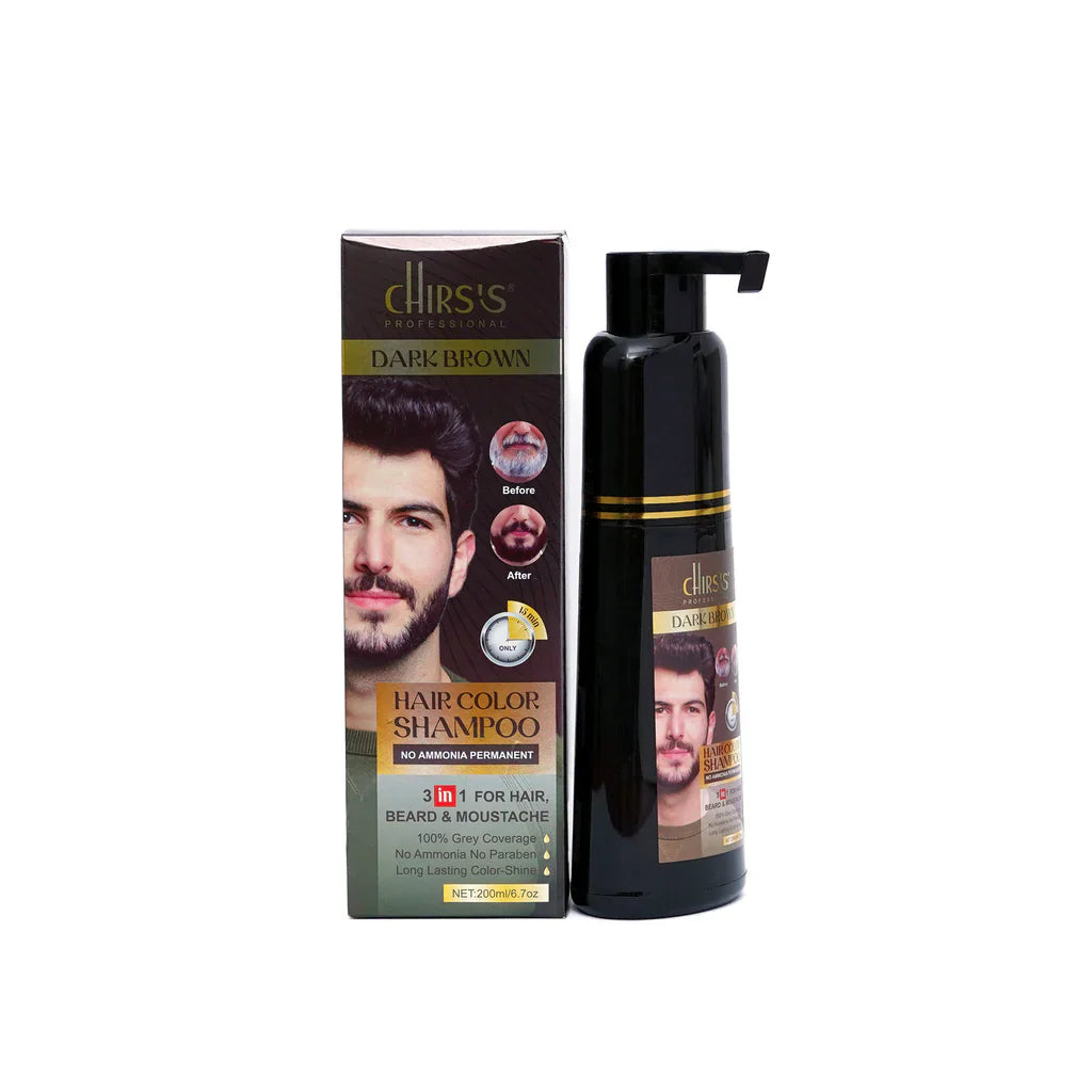 Chirs`s Professional Dark Brown Hair Color Shampoo With Argan Extract Chirs's