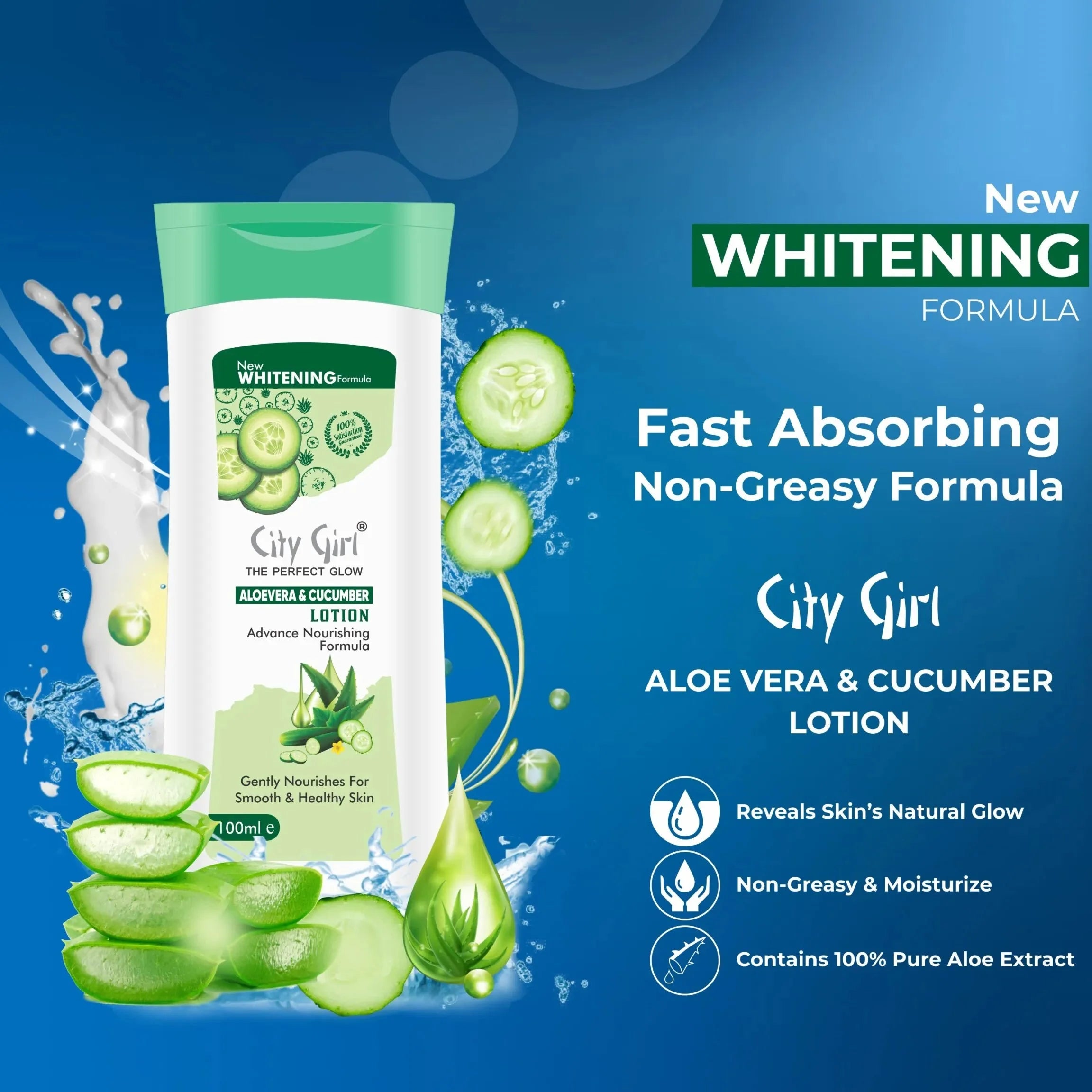 City Girl Aloe Vera & Cucumber Moisturizing Lotion - 100ml City Girl