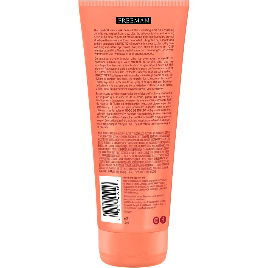Freeman Clearing Sweet Tea & Lemon Peel Off Clay Mask 75ml Freeman