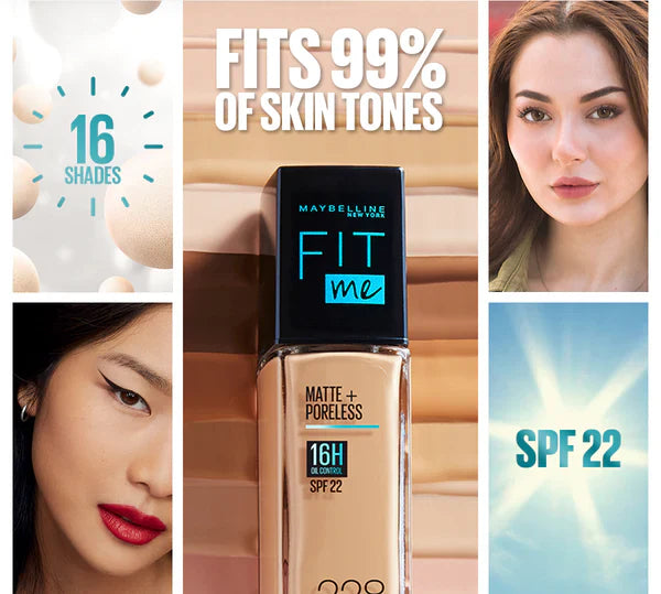 Maybelline New Fit Me Matte + Poreless Liquid Foundation Spf 22 - 30ml Maybelline