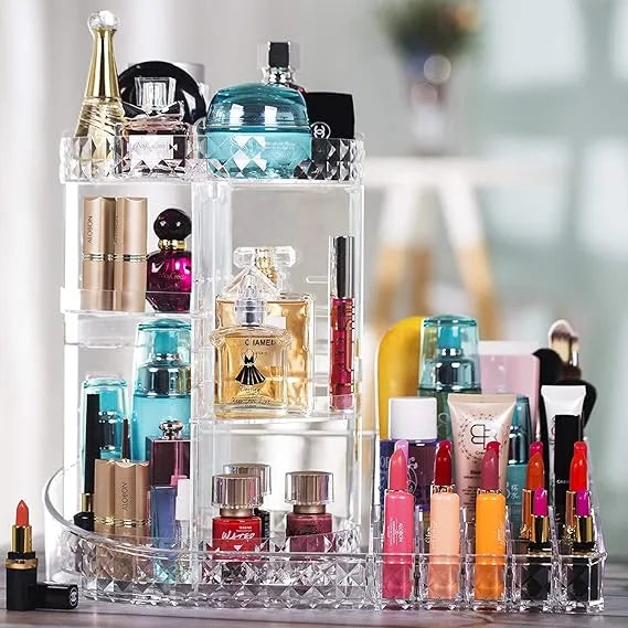 Diamond Pattern Dressing Case 360° Rotating Cosmetics Organiser Cosmia