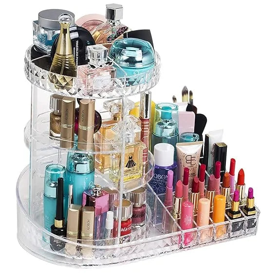 Diamond Pattern Dressing Case 360° Rotating Cosmetics Organiser Cosmia