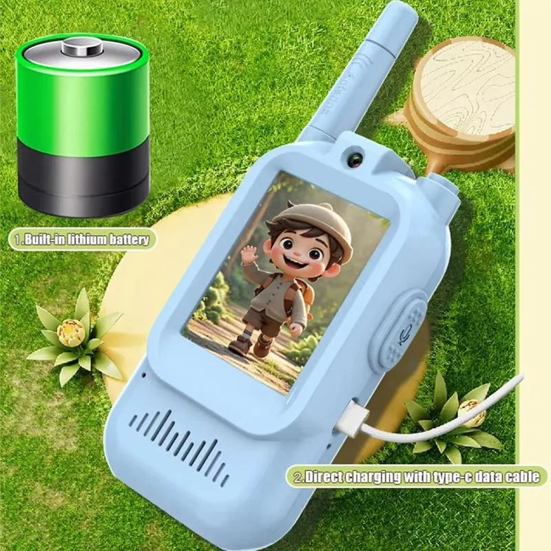 Rechargeable Walkie Talkies with Screen Display and Voice Changer - 2 Cosmia.pk