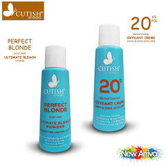 Cutish Cream Bleach (1) Oxydant Creme, (1) Developer and Perfect Blonde Dust Free Ultimate Bleach Powder Cutish