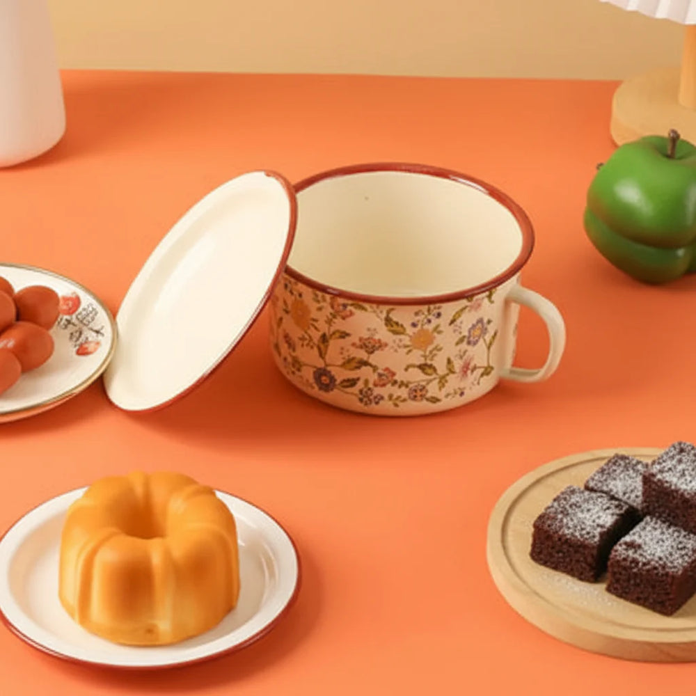 Thick Painted Porcelain Soup Bowls with Handles and Lids Cosmia.pk
