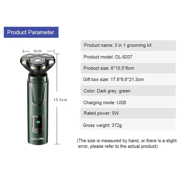DALING DL-9207 NEW 3 IN 1 Rechargeable Electric Shaving Machine Daling
