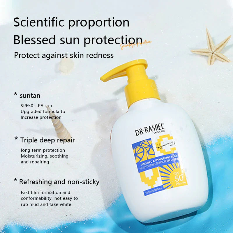 DR.Rashel Vitamin c & hyaluronic acid moisturizinng sunscreen loiton SPF50 - 180ml DR.Rashel