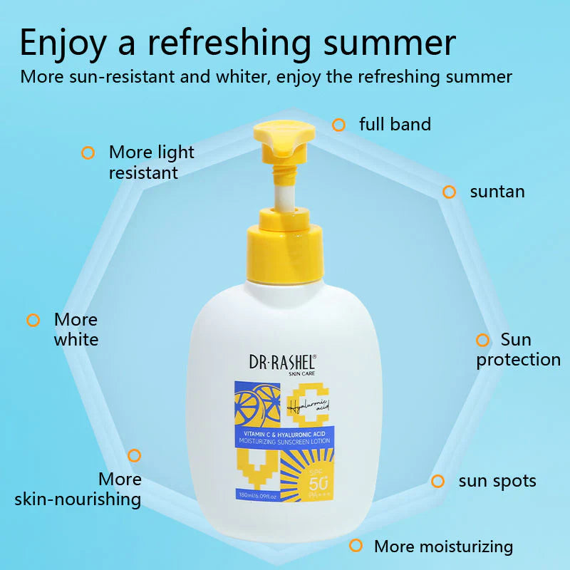 DR.Rashel Vitamin c & hyaluronic acid moisturizinng sunscreen loiton SPF50 - 180ml DR.Rashel