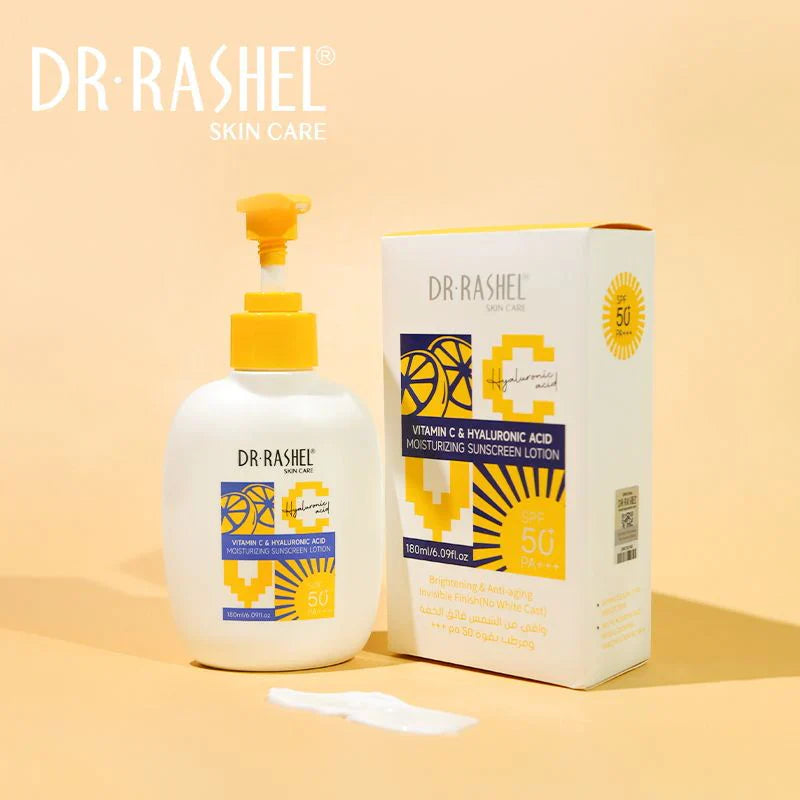 DR.Rashel Vitamin c & hyaluronic acid moisturizinng sunscreen loiton SPF50 - 180ml DR.Rashel