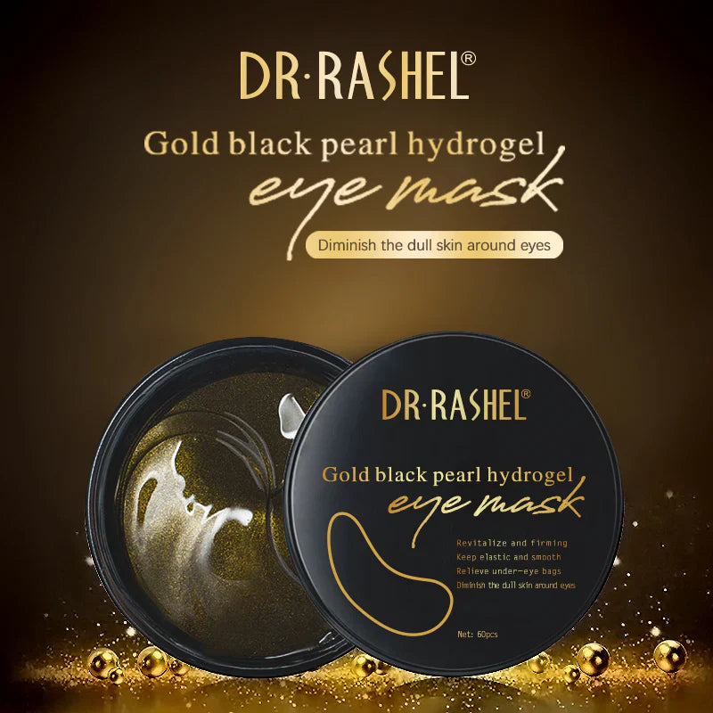 DR RASHEL Skin Care 24k Gold Black Pearl Hydrogel Eye Mask Brightening Lightening Moisturizing Eye Mask - 60pcs DR.Rashel