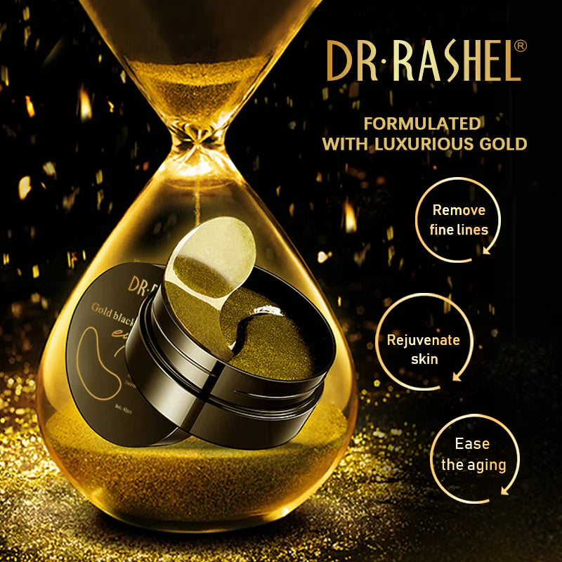 DR RASHEL Skin Care 24k Gold Black Pearl Hydrogel Eye Mask Brightening Lightening Moisturizing Eye Mask - 60pcs DR.Rashel