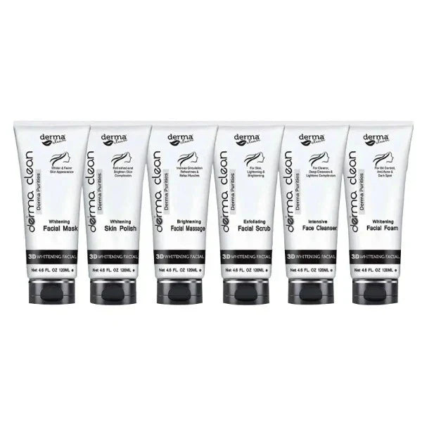 Derma Clean 3D Whitening Facial Kit 6 Pcs - 120ml Each Derma Clean