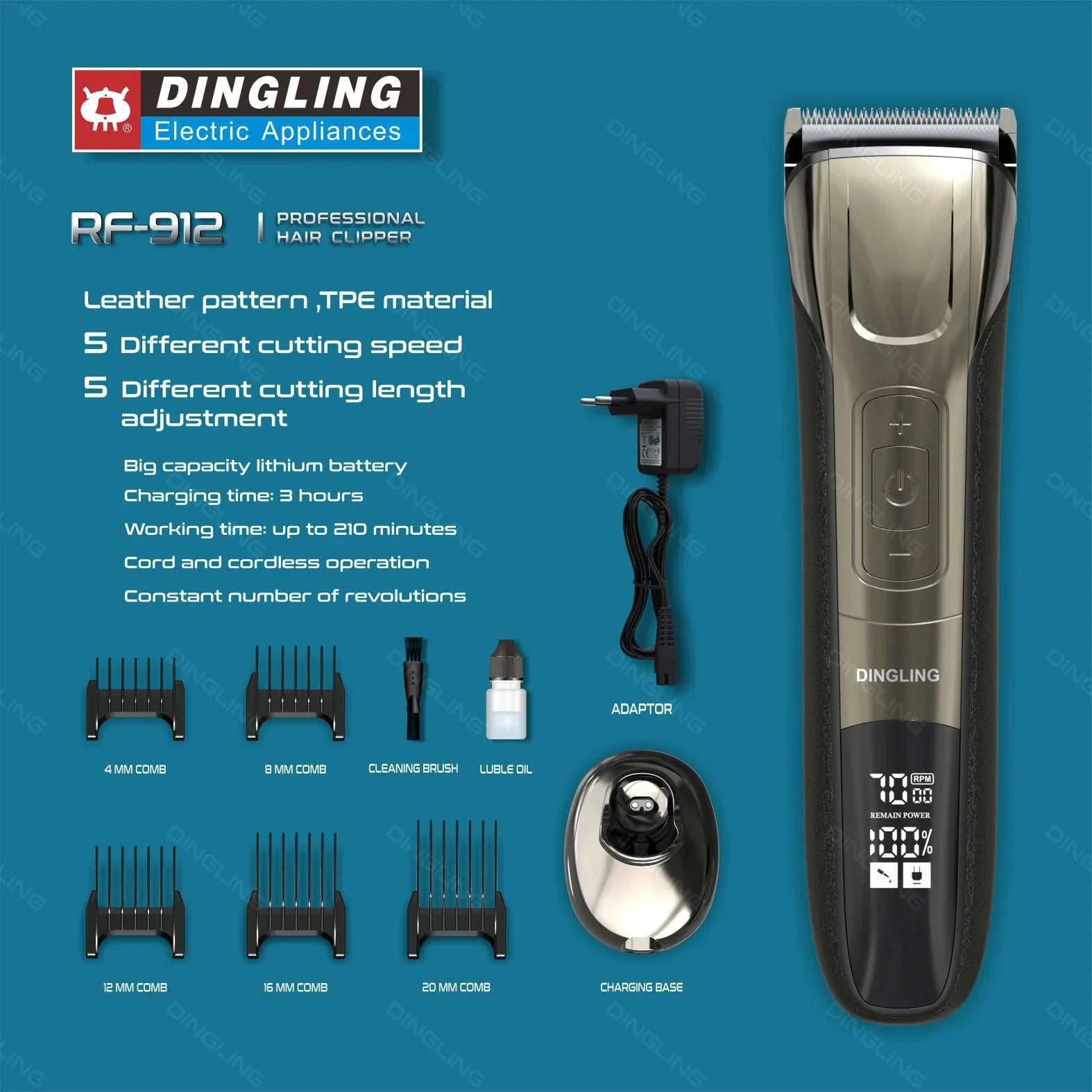 Dingling Professional Hair Clipper RF-912 Dingling