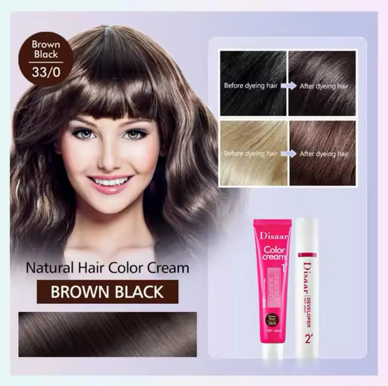 Disaar Hair Color 33/0 – Brown Black - 60ml Disaar