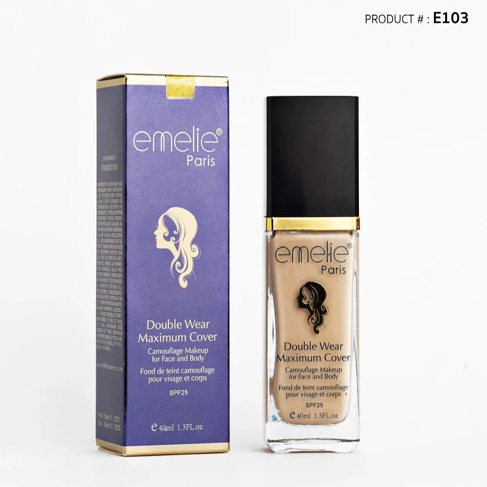 Emelie Paris Double Wear Maximum Cover Waterproof Foundation - 40ml Emelie
