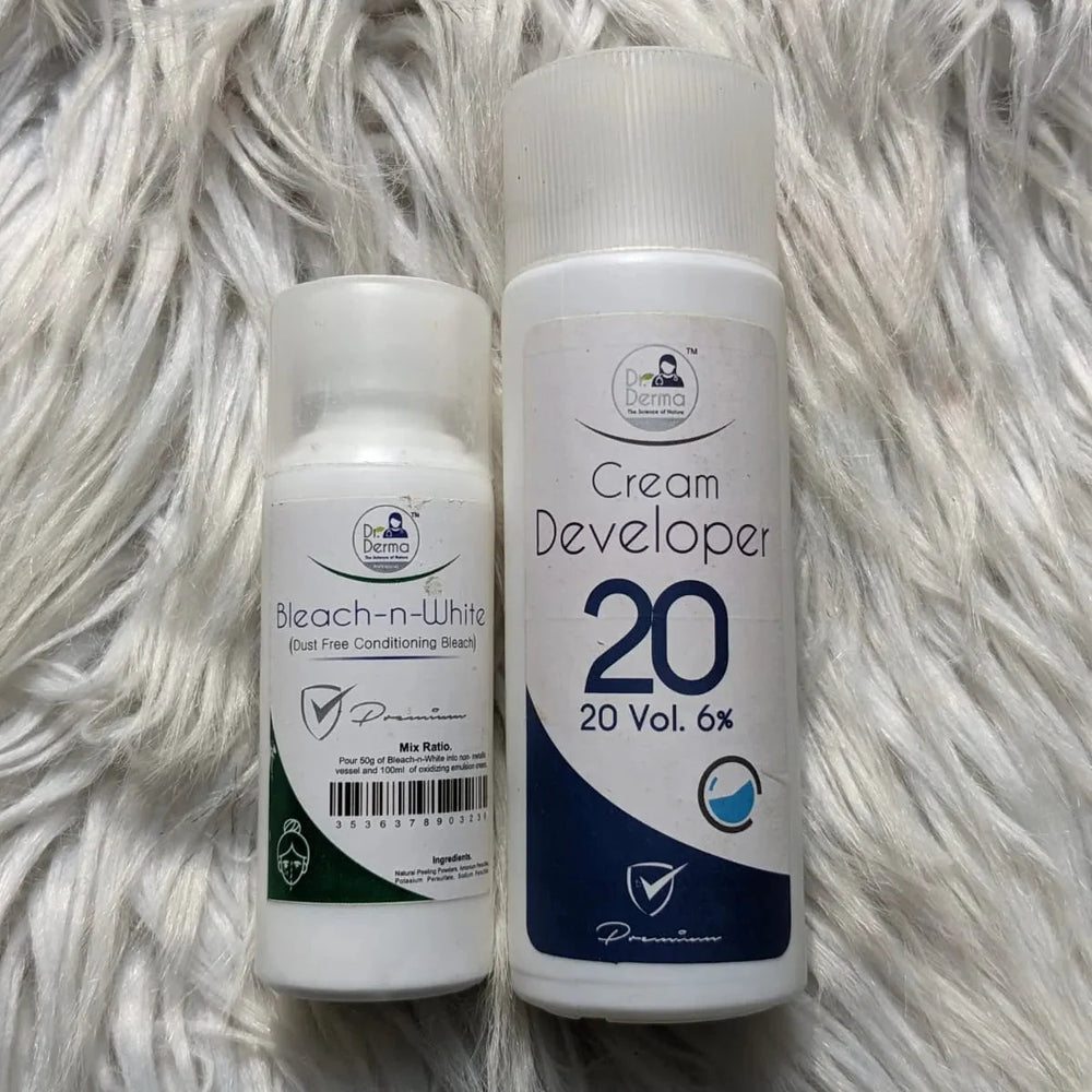 Dr.Derma Bleach-n-White 120ml  Cream Developer & Bleach powder Dr Derma